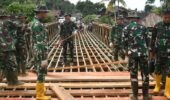 Satgas Yonzipur I/DD Kebut Pemasangan Jembatan Bailey Penghubung Tapteng–Tapsel di Garoga