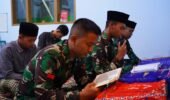 Meski Puasa Dan Bekerja Seharian, Satgas TMMD Ke 127 Kodim 0808/Blitar Tetap Laksanakan Tadarus Di Desa Krisik
