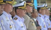 Wujudkan Sinergitas, Kapolres Pesawaran Hadiri Sertijab Danlanal Lampung di Mako Caligi
