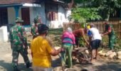 Rawat Tradisi Gotong Royong, TNI dan Warga Bahu-Membahu Bangun Talud Penahan Tanah