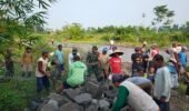 Demi Kelancaran Irigasi Pertanian, Babinsa Kamulan Dampingi Pembersihan Sungai Sodetan Kaliputih