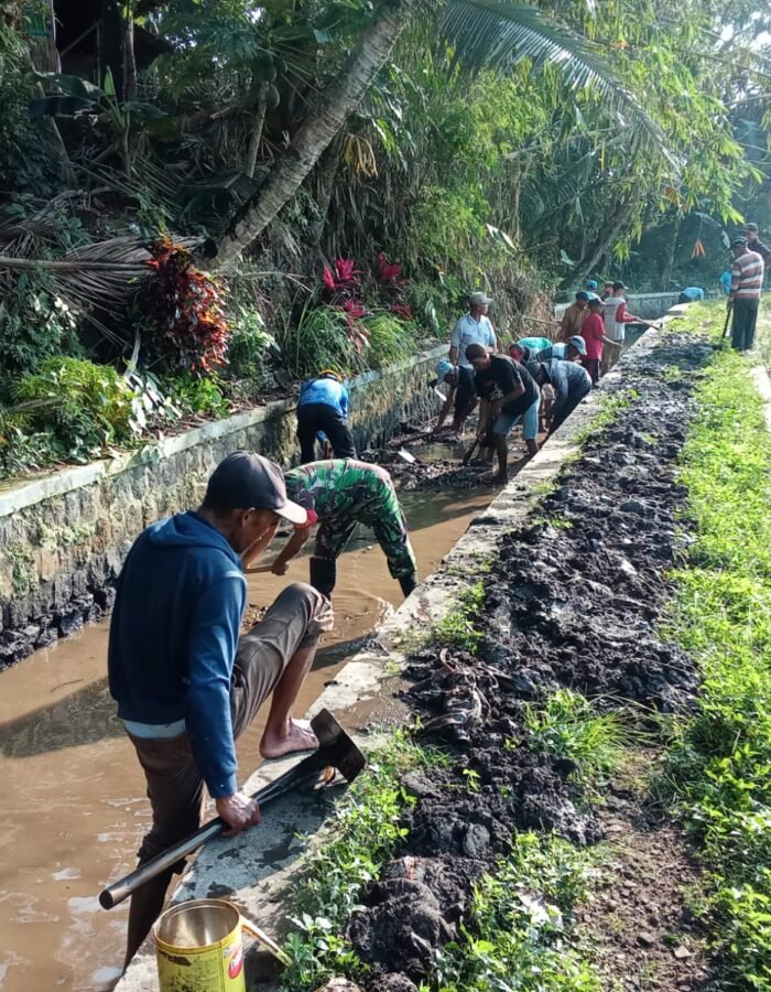 Babinsa Koramil 10/Sambi Bersama Warga Bersihkan Irigasi, Dukung Ketahanan Pangan di Desa Catur