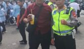 Waka Lantas Polrestabes Palembang Pimpin Pengaturan Lalu Lintas Saat Demo Mahasiswa Terkait Kenaikan Harga BBM