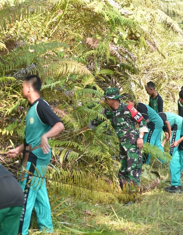 Satgas Pamtas RI-Malaysia Yonarmed 19/Bogani Bersama Tentera Diraja Malaysia (TDM) Gelar Karya Bakti Bersihkan SMA Negeri 1 Entikong