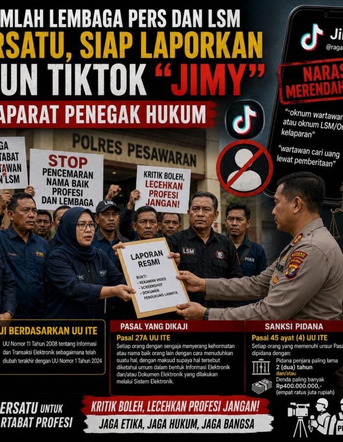 Sejumlah Lembaga Pers dan LSM Bersatu, Siap Laporkan Akun TikTok “Jimy” ke Aparat Penegak Hukum