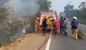 RESPON CEPAT POLSEK BINTAN UTARA PADAMKAN KARHUTLA DI TELUK LOBAM